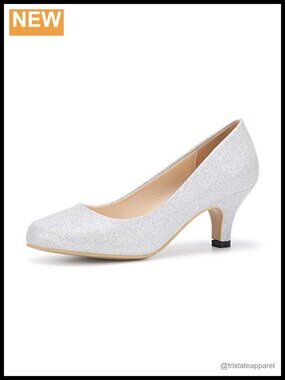 Kitten Heel Round Toe Slip On Pumps Faux Leather Dress Shoes Work Wedding